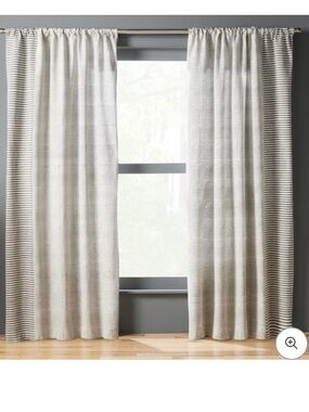 CB2 Block printed Curtain Panel in Light Gray and Cream: set of 2 panels